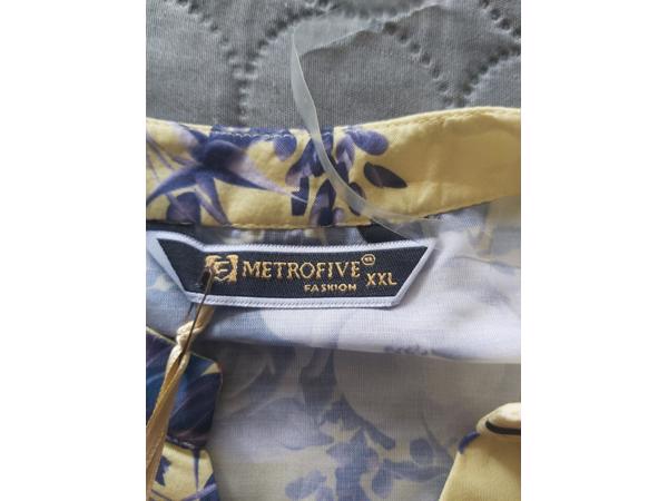 Metrofive bloemen shirt vhals geel XXL/44