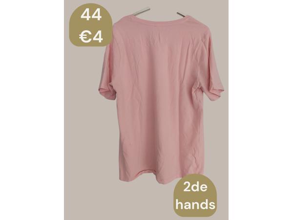 T-shirt glitter palmbomen roze zilver 44