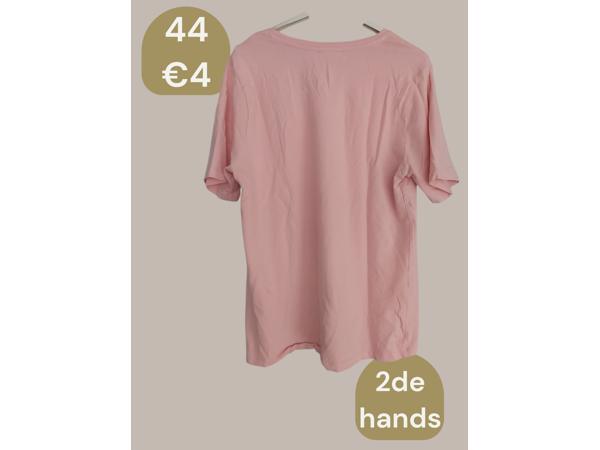 T-shirt glitter palmbomen roze zilver 44