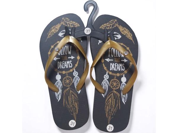 Teenslipper zwart goud met strass steentjes 31