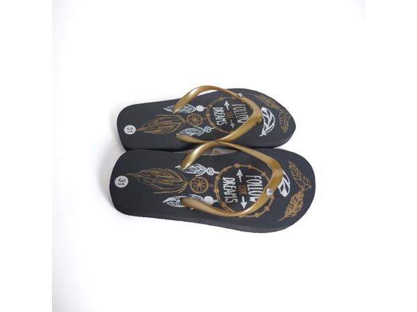 Teenslipper zwart goud met strass steentjes 31