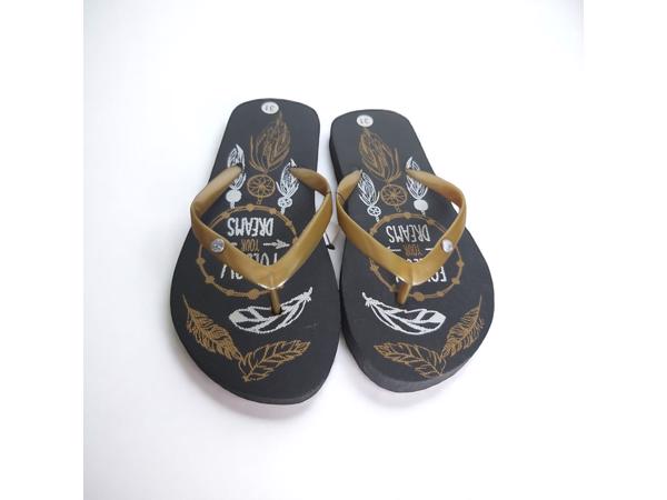 Teenslipper zwart goud met strass steentjes 31