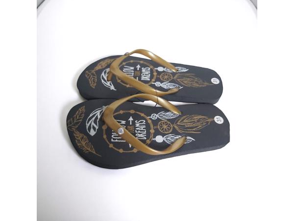 Teenslipper zwart goud met strass steentjes 31