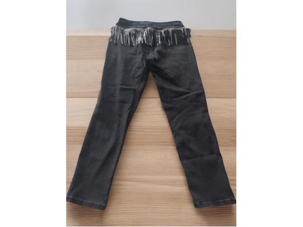 Country skinny jeans met sliertjes grijs zwart zilver L