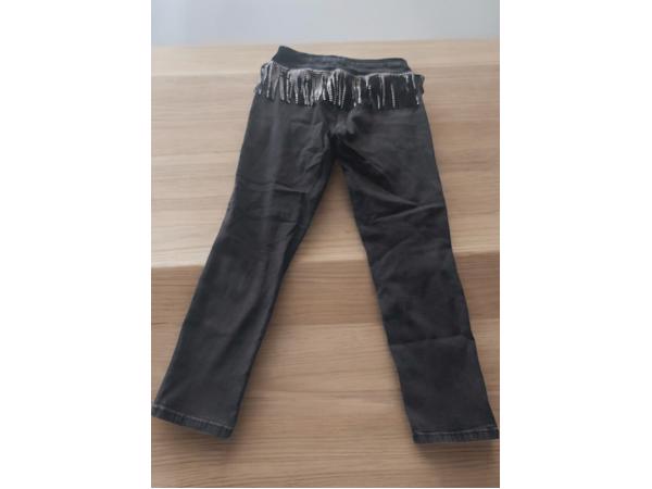 Country skinny jeans met sliertjes grijs zwart zilver L