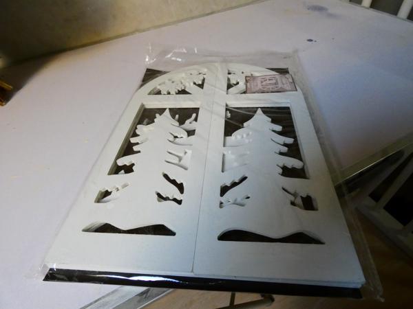 Kerst raam decoratie wit hout 45 cm hoog