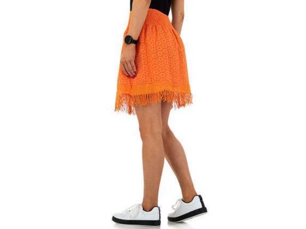 Drole de Copine rok gaatjes patroon oranje S/M