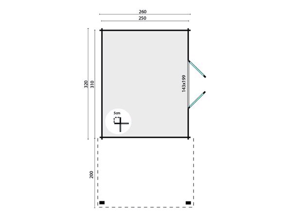 Tuinhuis-Blokhut Extramodern: 320+200x260 cm