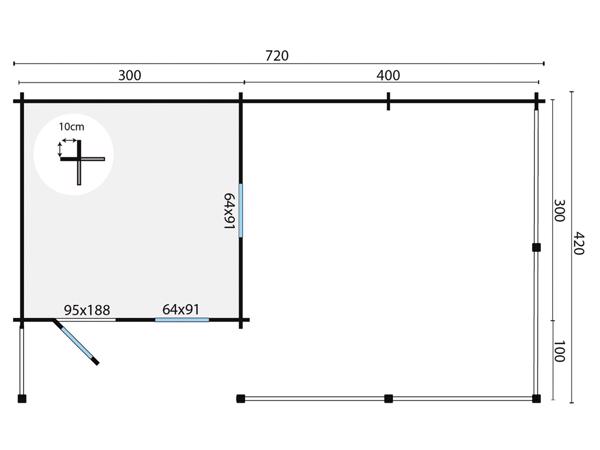 Blokhut - Tuinhuis Ragna | 40 mm | vuren onbehandeld