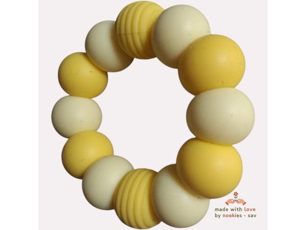 Noekies Handgemaakte Bijtring geel - Nieuw!
