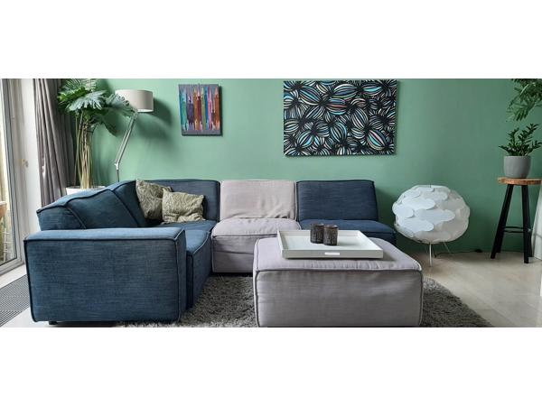 Modulaire hoekbank in grijs / blauw