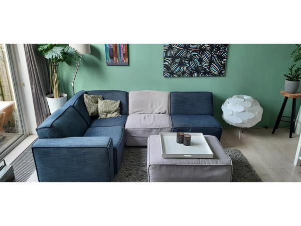 Modulaire hoekbank in grijs / blauw