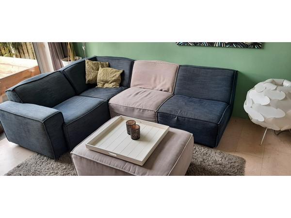 Modulaire hoekbank in grijs / blauw