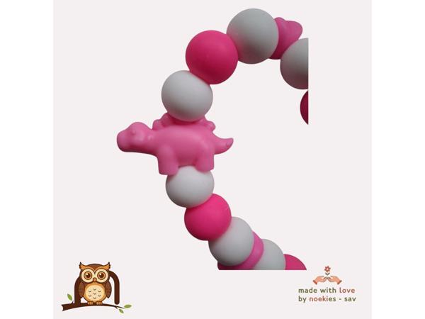 nr 24 noekies Speenkoord dino stekel roze wit