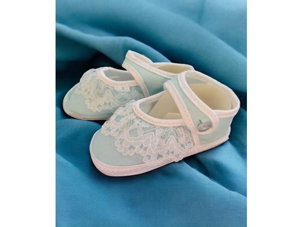 Junior Joy Babyschoenen Newborn Kant Meisjes Lichtblauw/wit