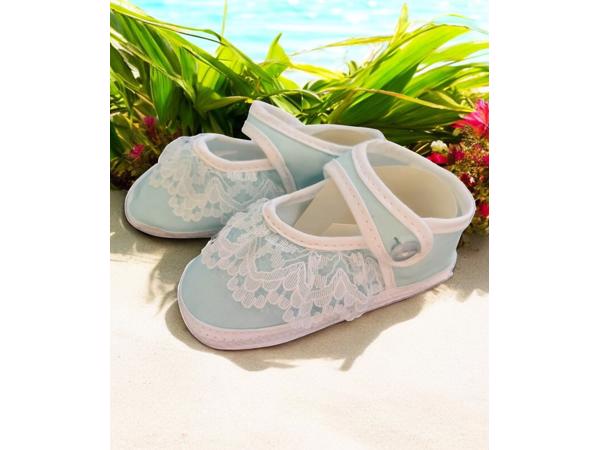 Junior Joy Babyschoenen Newborn Kant Meisjes Lichtblauw/wit