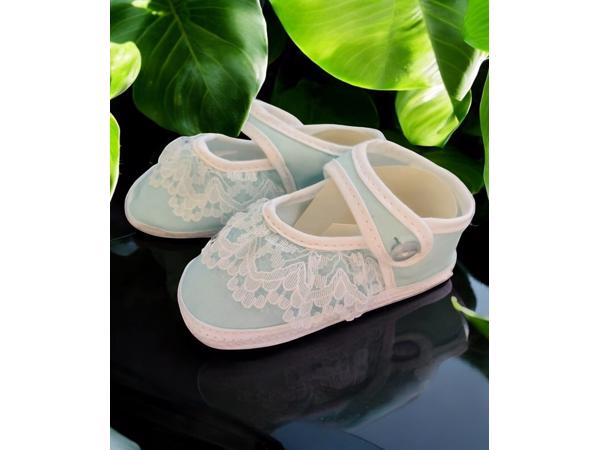 Junior Joy Babyschoenen Newborn Kant Meisjes Lichtblauw/wit