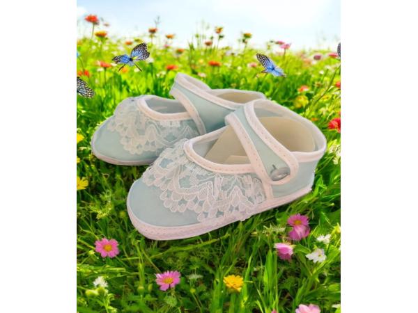 Junior Joy Babyschoenen Newborn Kant Meisjes Lichtblauw/wit