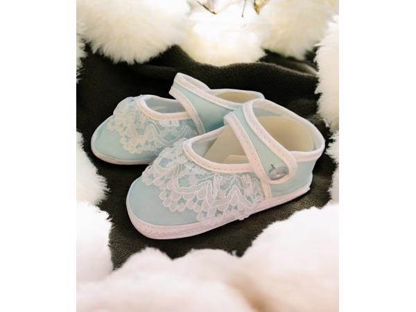 Junior Joy Babyschoenen Newborn Kant Meisjes Lichtblauw/wit