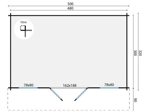Blokhut - Tuinhuis Karen | 40 mm | onbehandeld