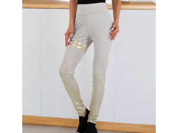 Holala stretchy legging grijs goud glitter S/M