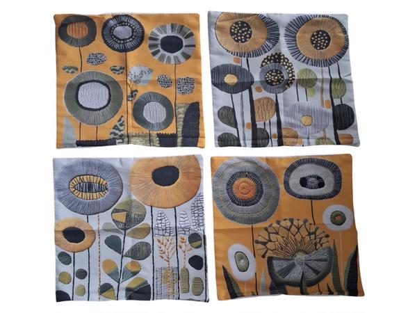 Set van 4 kussenhoezen mosterdgeel groen 40x40cm