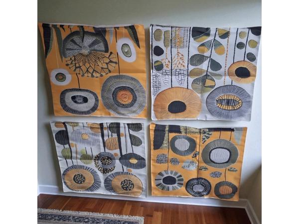 Set van 4 kussenhoezen mosterdgeel groen 40x40cm