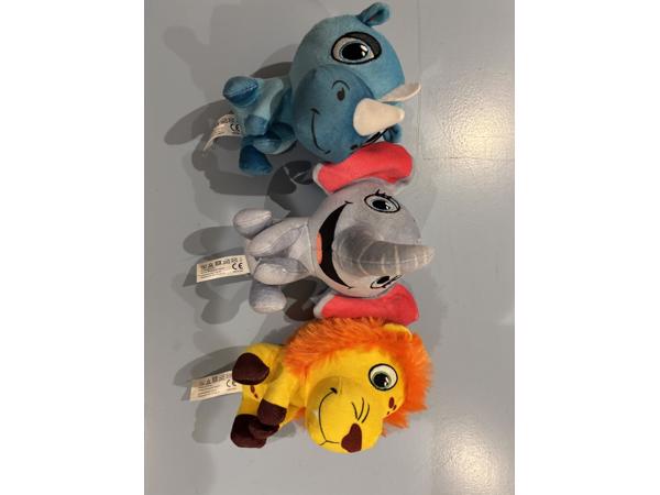 Lidl safari mini&#x2019;s 3 knuffels neushoorn leeuw  olifant