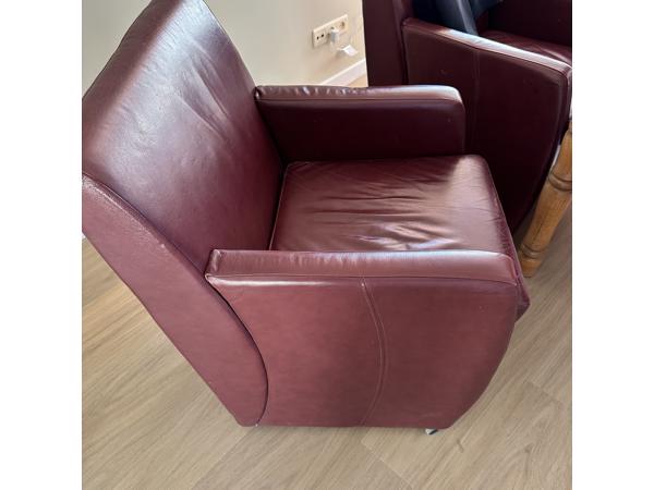 6 leren eetkamerstoelen