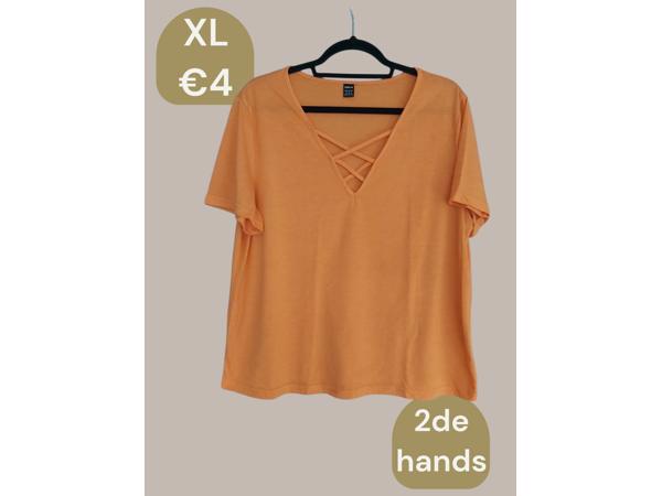 Shein oranje t-shirt kruisband XL