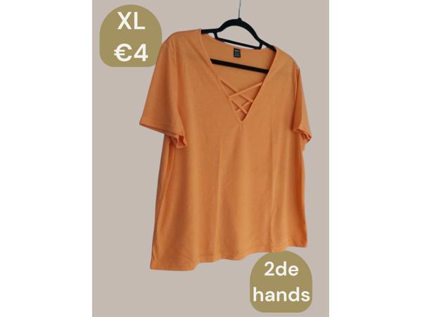 Shein oranje t-shirt kruisband XL