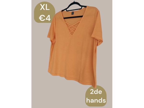 Shein oranje t-shirt kruisband XL