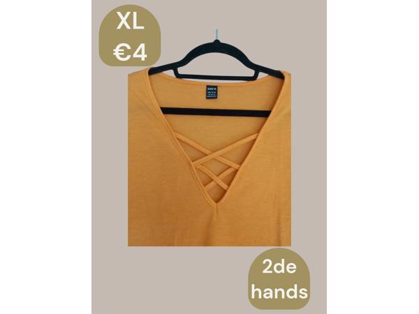 Shein oranje t-shirt kruisband XL