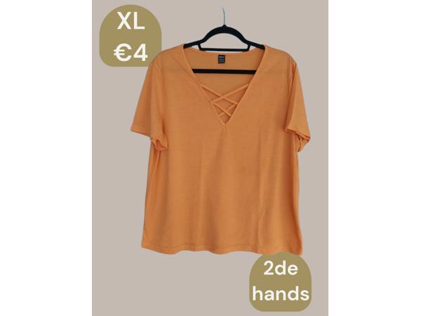 Shein oranje t-shirt kruisband XL