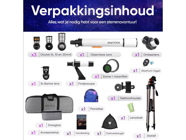 Telescoop - 525x Vergroting - Sterrenkijker - Inclusief app