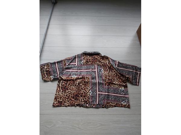 JCL blouse panter zijde zacht bruin rood S/M