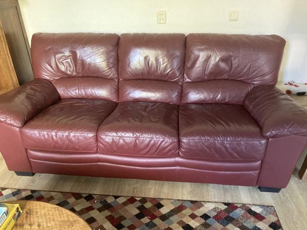 rood leren 3 zits bank