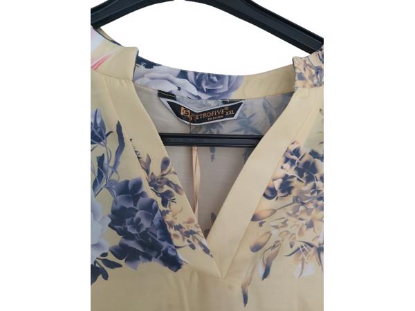 Metrofive bloemen shirt vhals geel XXL