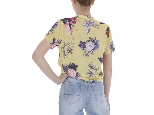 Metrofive bloemen shirt vhals geel XXL