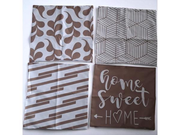 Set van 4 kussenhoezen bruin home sweet home 45x45cm