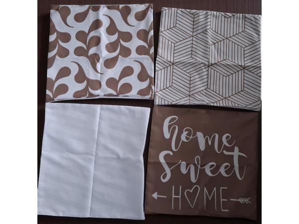 Set van 4 kussenhoezen bruin home sweet home 45x45cm