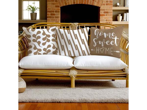 Set van 4 kussenhoezen bruin home sweet home 45x45cm