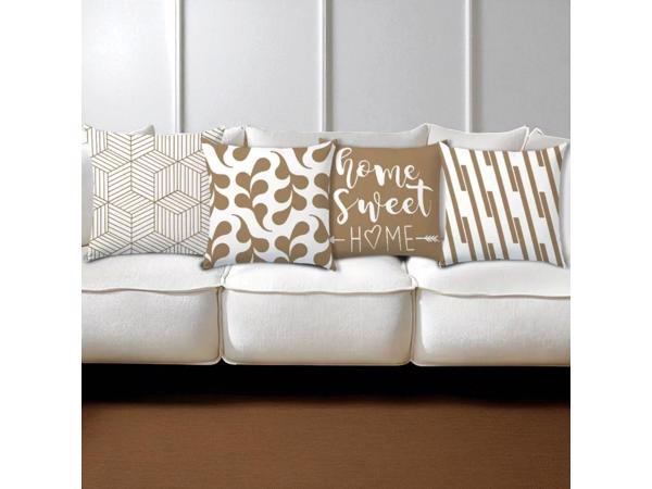 Set van 4 kussenhoezen bruin home sweet home 45x45cm