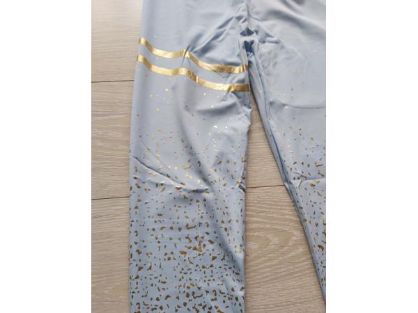 Holala stretchy sport broek lichtblauw goud glitter L/XL