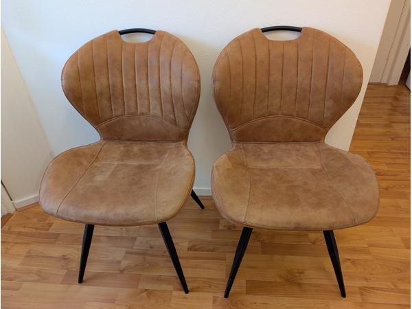 2 Cognac kleur eettafel stoelen