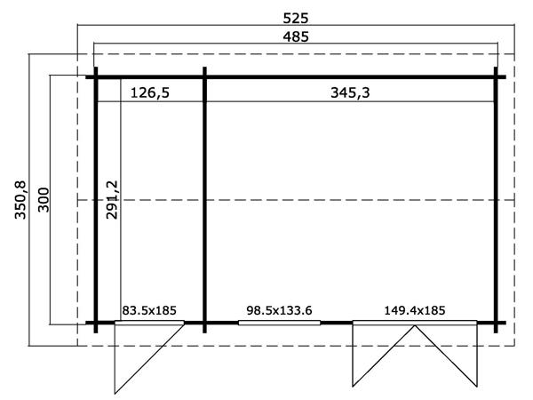 Tuinhuis-Blokhut Wrexham 2: 485x300 cm