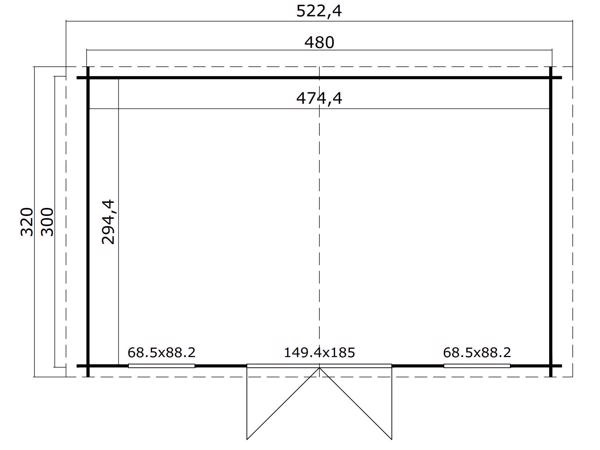 Tuinhuis-Blokhut Udo 300: 480 x 300 cm