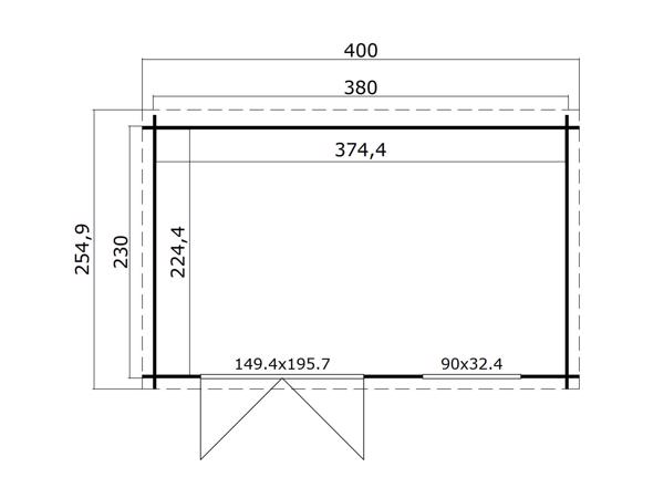 Blokhut Timian 380x230 Onbehandeld vuren