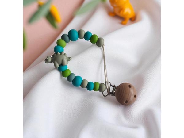 Speenkoord dino turquoise khaki