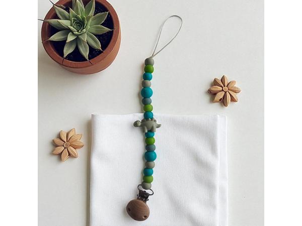 Speenkoord dino turquoise khaki